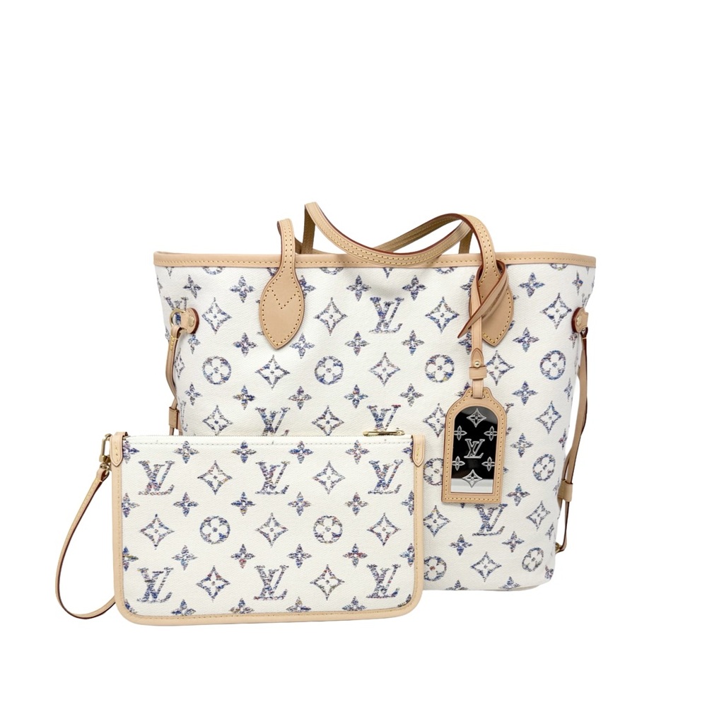 Louis Vuitton Neverfull MM Cream Multicolor Rainbow Nautical Limited Edition